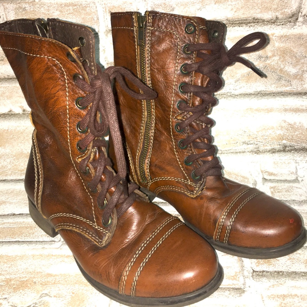 Steve Madden Troopa brown lace up combat boots